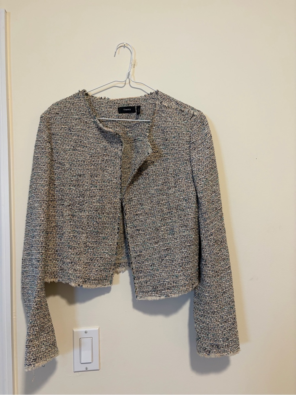 Theory Neutral Multi Tweed Cropped Jacket - Picture 3 of 6